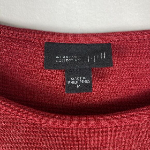 J Jill Wearever Women's Medium Top Red Stretch Long Sleeve V Neck Comfort Tunic - Picture 5 of 7